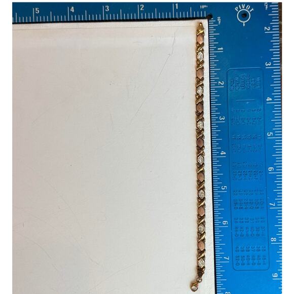 Brilliance Hugs Kisses XO Gold over 925 Sterling Silver Bracelet 8" Fine Jewelry - Picture 16 of 16